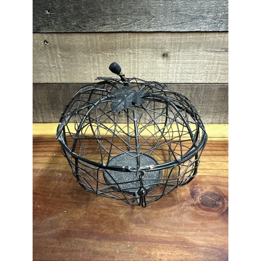 Metal Wired Pumpkin Potpourri Or Candle Holder 7" Wide 7” Tall Tabletop Decor
